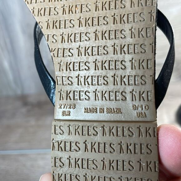 Tkees Black Thong Stars Toddler Girl Size 10/EUR 28 Slip On Flip Flop Sandals - Picture 6 of 10